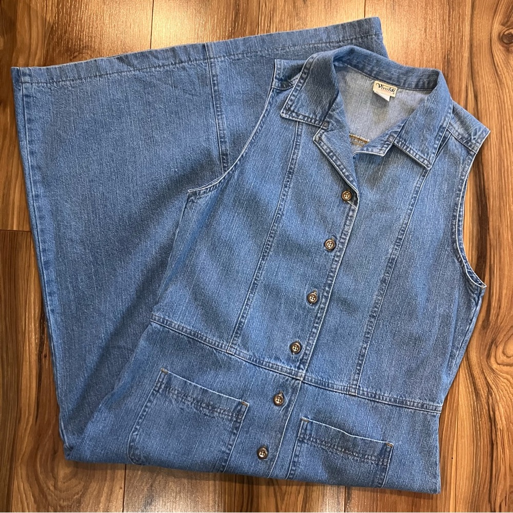 Vintage Blue Denim Button-up Y2K Dress by Vivaldi